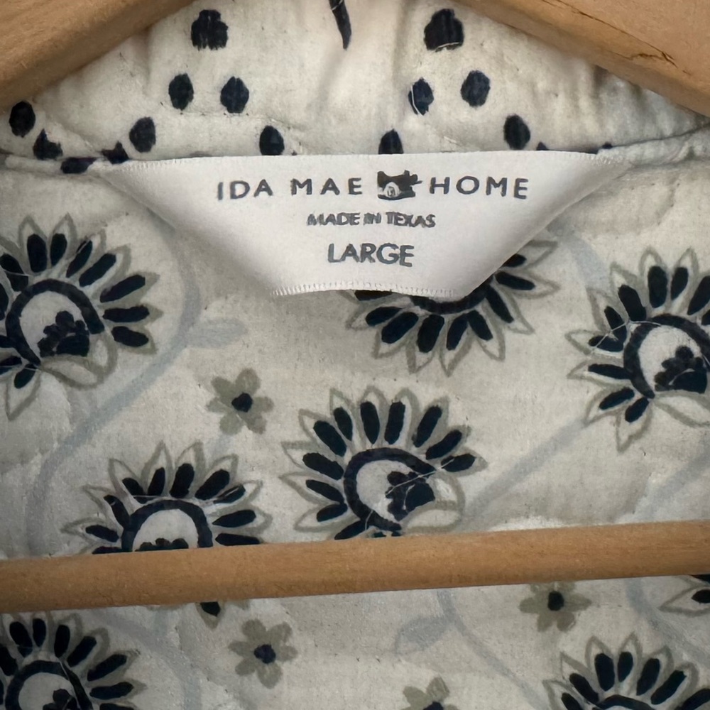 Ida Mae Home Quilted Jacket Large White Blue Patchwork Floral Cottagecore Boho - Picture 12 of 12